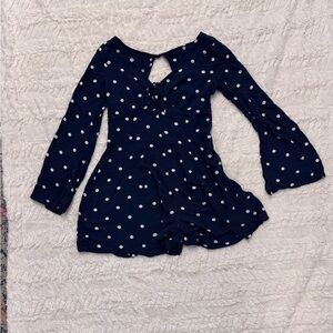 American Eagle Navy Polka Dot Romper Women’s Small | Flowy Sleeves & Shorts chic